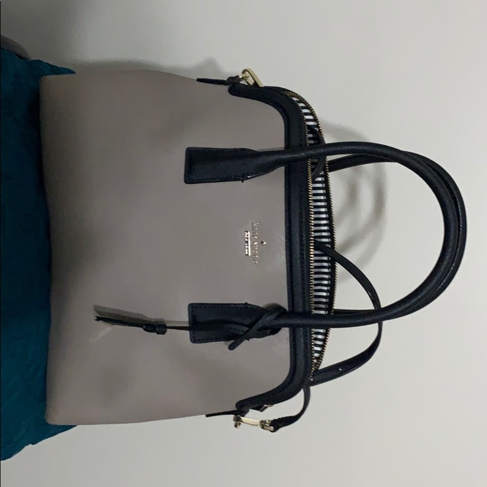 Tan and black large satchel